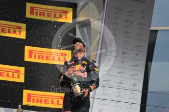World © Octane Photographic Ltd. Red Bull Racing RB12 – Daniel Ricciardo. Sunday 24th July 2016, F1 Hungarian GP Podium, Hungaroring, Hungary. Digital Ref :