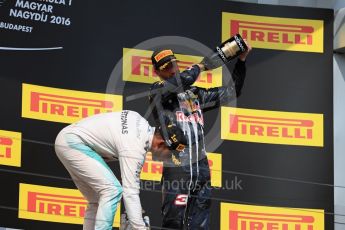 World © Octane Photographic Ltd. Mercedes AMG Petronas W07 Hybrid – Lewis Hamilton and Red Bull Racing RB12 – Daniel Ricciardo. Sunday 24th July 2016, F1 Hungarian GP Podium, Hungaroring, Hungary. Digital Ref :