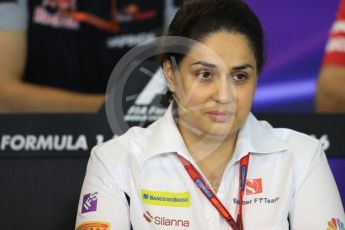 World © Octane Photographic Ltd. F1 Hungarian GP FIA Personnel Press Conference, Hungaroring, Hungary. Friday 22nd July 2016. Monisha Kaltenborn – Sauber F1 Team – Team Principal. Digital Ref : 1643LB1D2518