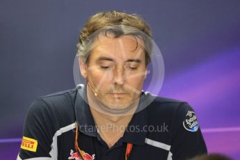 World © Octane Photographic Ltd. F1 Hungarian GP FIA Personnel Press Conference, Hungaroring, Hungary. Friday 22nd July 2016. James Key – Scuderia Toro Rosso Technical Director. Digital Ref : 1643LB1D2567
