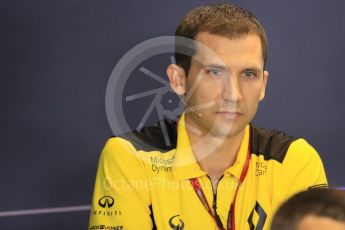World © Octane Photographic Ltd. F1 Hungarian GP FIA Personnel Press Conference, Hungaroring, Hungary. Friday 22nd July 2016 Remi Taffin – Renault Sport F1 Team Engine Technical Director. Digital Ref : 1643LB1D2573