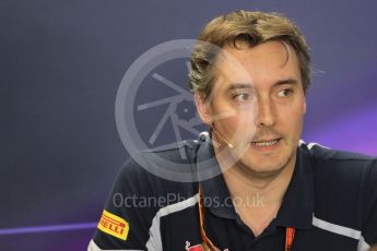 World © Octane Photographic Ltd. F1 Hungarian GP FIA Personnel Press Conference, Hungaroring, Hungary. Friday 22nd July 2016. James Key – Scuderia Toro Rosso Technical Director. Digital Ref : 1643LB1D2599