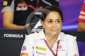 World © Octane Photographic Ltd. F1 Hungarian GP FIA Personnel Press Conference, Hungaroring, Hungary. Friday 22nd July 2016. Monisha Kaltenborn – Sauber F1 Team – Team Principal. Digital Ref : 1643LB1D2682