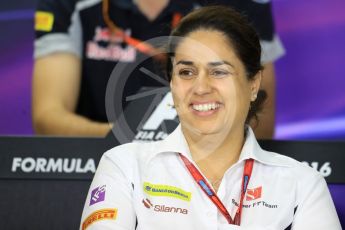 World © Octane Photographic Ltd. F1 Hungarian GP FIA Personnel Press Conference, Hungaroring, Hungary. Friday 22nd July 2016. Monisha Kaltenborn – Sauber F1 Team – Team Principal. Digital Ref : 1643LB1D2783