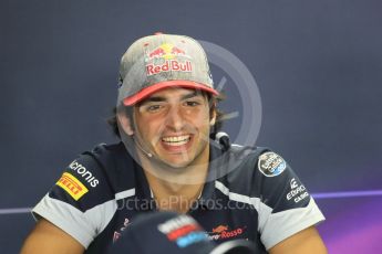 World © Octane Photographic Ltd. F1 British GP FIA Drivers’ Press Conference, Hungaroring, Hungary. Thursday 21st July 2016. Scuderia Toro Rosso – Carlos Sainz. Digital Ref :1635LB1D0033