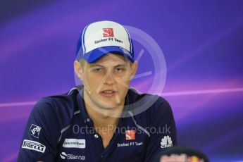World © Octane Photographic Ltd. F1 British GP FIA Drivers’ Press Conference, Hungaroring, Hungary. Thursday 21st July 2016. Sauber F1 Team – Marcus Ericsson. Digital Ref :1635LB1D0047