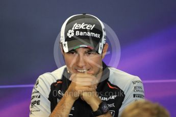 World © Octane Photographic Ltd. F1 British GP FIA Drivers’ Press Conference, Hungaroring, Hungary. Thursday 21st July 2016. Sahara Force India - Sergio Perez. Digital Ref :1635LB1D0084