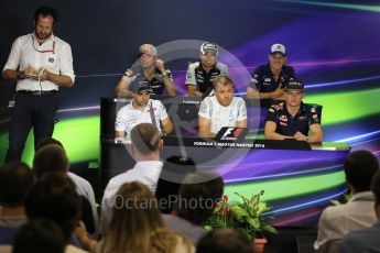 World © Octane Photographic Ltd. F1 British GP FIA Drivers’ Press Conference, Hungaroring, Hungary. Thursday 21st July 2016. Sauber F1 Team – Marcus Ericsson, Williams Martini Racing – Felipe Massa, Sahara Force India - Sergio Perez, Mercedes AMG Petronas – Nico Rosberg, Scuderia Toro Rosso – Carlos Sainz and Red Bull Racing – Max Verstappen. Digital Ref :1635LB1D0479