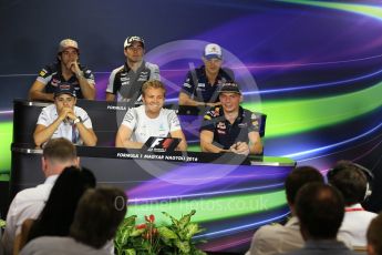 World © Octane Photographic Ltd. F1 British GP FIA Drivers’ Press Conference, Hungaroring, Hungary. Thursday 21st July 2016. Sauber F1 Team – Marcus Ericsson, Williams Martini Racing – Felipe Massa, Sahara Force India - Sergio Perez, Mercedes AMG Petronas – Nico Rosberg, Scuderia Toro Rosso – Carlos Sainz and Red Bull Racing – Max Verstappen. Digital Ref :1635LB1D0504