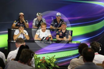World © Octane Photographic Ltd. F1 British GP FIA Drivers’ Press Conference, Hungaroring, Hungary. Thursday 21st July 2016. Sauber F1 Team – Marcus Ericsson, Williams Martini Racing – Felipe Massa, Sahara Force India - Sergio Perez, Mercedes AMG Petronas – Nico Rosberg, Scuderia Toro Rosso – Carlos Sainz and Red Bull Racing – Max Verstappen. Digital Ref :1635LB1D0511