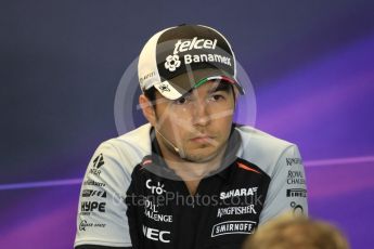 World © Octane Photographic Ltd. F1 British GP FIA Drivers’ Press Conference, Hungaroring, Hungary. Thursday 21st July 2016. Sahara Force India - Sergio Perez. Digital Ref :1635LB1D9715