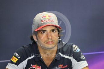World © Octane Photographic Ltd. F1 British GP FIA Drivers’ Press Conference, Hungaroring, Hungary. Thursday 21st July 2016. Scuderia Toro Rosso – Carlos Sainz. Digital Ref :1635LB1D9757