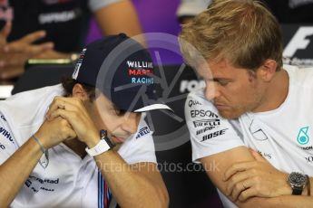 World © Octane Photographic Ltd. F1 British GP FIA Drivers’ Press Conference, Hungaroring, Hungary. Thursday 21st July 2016. Mercedes AMG Petronas – Nico Rosberg and Williams Martini Racing – Felipe Massa. Digital Ref :1635LB1D9805