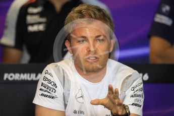 World © Octane Photographic Ltd. F1 British GP FIA Drivers’ Press Conference, Hungaroring, Hungary. Thursday 21st July 2016. Mercedes AMG Petronas – Nico Rosberg. Digital Ref :1635LB1D9970
