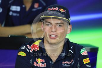 World © Octane Photographic Ltd. F1 British GP FIA Drivers’ Press Conference, Hungaroring, Hungary. Thursday 21st July 2016. Red Bull Racing – Max Verstappen. Digital Ref :1635LB1D9980