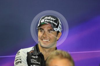 World © Octane Photographic Ltd. F1 British GP FIA Drivers’ Press Conference, Hungaroring, Hungary. Thursday 21st July 2016. Sahara Force India - Sergio Perez. Digital Ref :1635LB1D9993