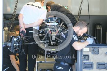 World © Octane Photographic Ltd. Mercedes AMG Petronas W07 Hybrid. Thursday 21st July 2016, F1 Hungarian GP Pitlane, Hungaroring, Hungary. Digital Ref : 1636CB1D5363