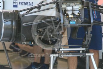 World © Octane Photographic Ltd. Williams Martini Racing, Williams Mercedes FW38. Thursday 21st July 2016, F1 Hungarian GP Pitlane, Hungaroring, Hungary. Digital Ref : 1636CB1D5373