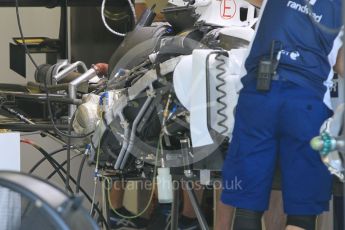 World © Octane Photographic Ltd. Williams Martini Racing, Williams Mercedes FW38. Thursday 21st July 2016, F1 Hungarian GP Pitlane, Hungaroring, Hungary. Digital Ref : 1636CB1D5376