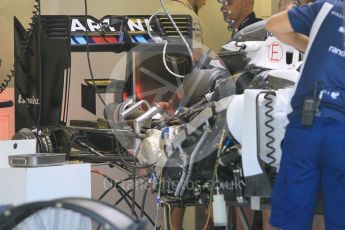 World © Octane Photographic Ltd. Williams Martini Racing, Williams Mercedes FW38. Thursday 21st July 2016, F1 Hungarian GP Pitlane, Hungaroring, Hungary. Digital Ref : 1636CB1D5378