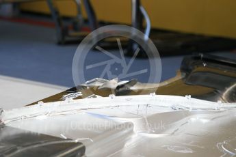 World © Octane Photographic Ltd. Renault Sport F1 Team RS16 floor. Thursday 21st July 2016, F1 Hungarian GP Pitlane, Hungaroring, Hungary. Digital Ref : 1636CB1D5386