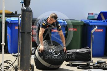 World © Octane Photographic Ltd. Red Bull Racing - fitting tyre blankets. Thursday 21st July 2016, F1 Hungarian GP Pitlane, Hungaroring, Hungary. Digital Ref :1636CB1D5601