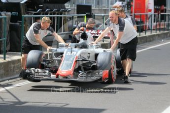 World © Octane Photographic Ltd. Haas F1 Team VF-16. Thursday 21st July 2016, F1 Hungarian GP Paddock, Hungaroring, Hungary. Digital Ref :1636CB1D5722