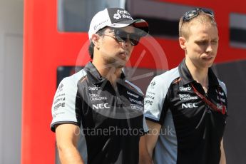 World © Octane Photographic Ltd. Sahara Force India VJM09 - Sergio Perez. Thursday 21st July 2016, F1 Hungarian GP Paddock, Hungaroring, Hungary. Digital Ref :1636CB1D5851