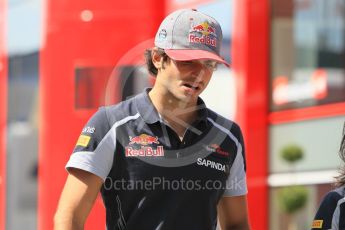 World © Octane Photographic Ltd. Scuderia Toro Rosso STR11 – Carlos Sainz. Thursday 21st July 2016, F1 Hungarian GP Paddock, Hungaroring, Hungary. Digital Ref :1636CB1D5881
