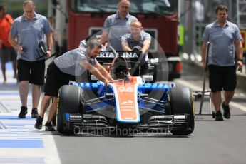 World © Octane Photographic Ltd. Manor Racing MRT05 - Pascal Wehrlein. Thursday 21st July 2016, F1 Hungarian GP Pitlane, Hungaroring, Hungary. Digital Ref :1636CB5D6331