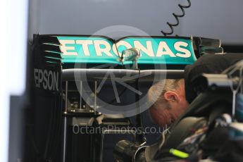 World © Octane Photographic Ltd. Mercedes AMG Petronas W07 Hybrid. Thursday 21st July 2016, F1 Hungarian GP Pitlane, Hungaroring, Hungary. Digital Ref :1636CB5D6342