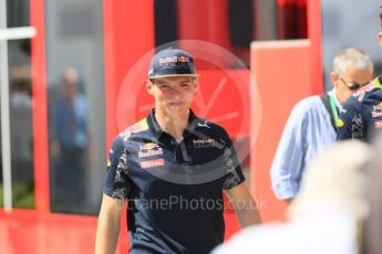 World © Octane Photographic Ltd. Red Bull Racing RB12 – Max Verstappen. Thursday 21st July 2016, F1 Hungarian GP Paddock, Hungaroring, Hungary. Digital Ref :1636CB5D6454
