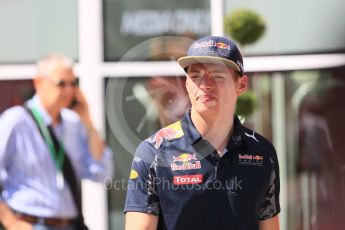 World © Octane Photographic Ltd. Red Bull Racing RB12 – Max Verstappen. Thursday 21st July 2016, F1 Hungarian GP Paddock, Hungaroring, Hungary. Digital Ref :1636CB5D6456