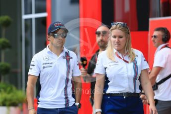 World © Octane Photographic Ltd. Williams Martini Racing, Williams Mercedes FW38 – Felipe Massa. Thursday 21st July 2016, F1 Hungarian GP Paddock, Hungaroring, Hungary. Digital Ref :1636CB5D6462