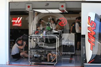 World © Octane Photographic Ltd. Haas F1 Team VF-16. Thursday 21st July 2016, F1 Hungarian GP Pitlane, Hungaroring, Hungary. Digital Ref : 1636LB1D0411