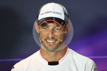 World © Octane Photographic Ltd. F1 Italian GP FIA Drivers’ Press Conference, Monza, Italy. Thursday 1st September 2016. McLaren Honda – Jenson Button. Digital Ref : 1695LB1D4143
