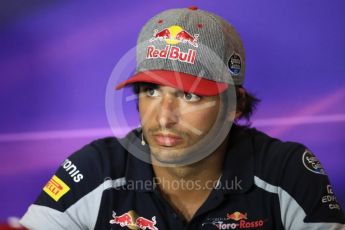 World © Octane Photographic Ltd. F1 Italian GP FIA Drivers’ Press Conference, Monza, Italy. Thursday 1st September 2016. Scuderia Toro Rosso – Carlos Sainz. Digital Ref : 1695LB1D4197