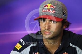 World © Octane Photographic Ltd. F1 Italian GP FIA Drivers’ Press Conference, Monza, Italy. Thursday 1st September 2016. Scuderia Toro Rosso – Carlos Sainz. Digital Ref : 1695LB1D4202