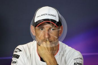 World © Octane Photographic Ltd. F1 Italian GP FIA Drivers’ Press Conference, Monza, Italy. Thursday 1st September 2016. McLaren Honda – Jenson Button. Digital Ref : 1695LB1D4207