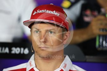 World © Octane Photographic Ltd. F1 Italian GP FIA Drivers’ Press Conference, Monza, Italy. Thursday 1st September 2016. Scuderia Ferrari – Kimi Raikkonen. Digital Ref : 1695LB1D4291