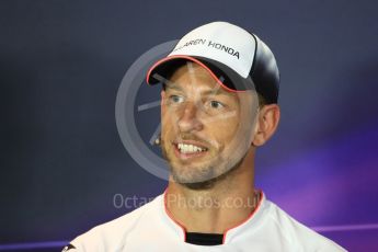 World © Octane Photographic Ltd. F1 Italian GP FIA Drivers’ Press Conference, Monza, Italy. Thursday 1st September 2016. McLaren Honda – Jenson Button. Digital Ref : 1695LB1D4357