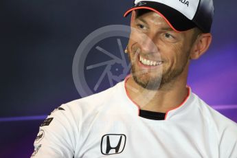 World © Octane Photographic Ltd. F1 Italian GP FIA Drivers’ Press Conference, Monza, Italy. Thursday 1st September 2016. McLaren Honda – Jenson Button. Digital Ref : 1695LB1D4368