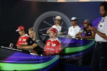 World © Octane Photographic Ltd. F1 Italian GP FIA Drivers’ Press Conference, Monza, Italy. Thursday 1st September 2016. McLaren Honda – Jenson Button, Haas F1 Team - Esteban Gutierrez, Renault Sport F1 Team - Kevin Magnussen, Scuderia Ferrari – Kimi Raikkonen, Scuderia Toro Rosso – Carlos Sainz and Scuderia Ferrari – Sebastian Vettel. Digital Ref : 1695LB2D5445