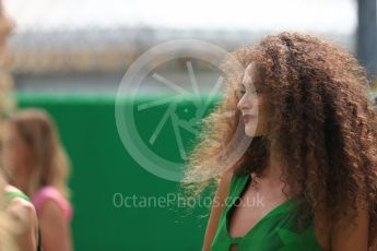 World © Octane Photographic Ltd. Heineken grid girl. Sunday 4th September 2016, F1 Italian GP Drivers’ Parade, Monza, Italy. Digital Ref :1709LB1D0119