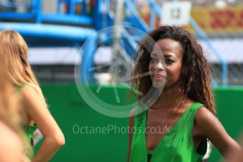 World © Octane Photographic Ltd. Heineken grid girls. Sunday 4th September 2016, F1 Italian GP Drivers’ Parade, Monza, Italy. Digital Ref :1709LB1D0137