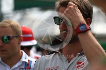 World © Octane Photographic Ltd. Haas F1 Team VF-16 – Romain Grosjean and Williams Martini Racing, Williams Mercedes FW38 – Valtteri Bottas. Sunday 4th September 2016, F1 Italian GP Drivers’ Parade, Monza, Italy. Digital Ref :1709LB1D0182