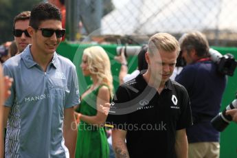 World © Octane Photographic Ltd. Manor Racing MRT05 – Esteban Ocon and Renault Sport F1 Team RS16 - Kevin Magnussen. Sunday 4th September 2016, F1 Italian GP Drivers’ Parade, Monza, Italy. Digital Ref :1709LB1D0210