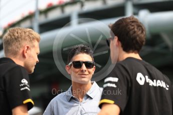 World © Octane Photographic Ltd. Manor Racing MRT05 – Esteban Ocon with Renault Sport F1 Team RS16 - Kevin Magnussen. and Jolyon Palmer. Sunday 4th September 2016, F1 Italian GP Drivers’ Parade, Monza, Italy. Digital Ref :1709LB1D0283