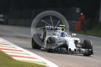 World © Octane Photographic Ltd. Williams Martini Racing, Williams Mercedes FW38 – Valtteri Bottas. Friday 2nd September 2016, F1 Italian GP Practice 1, Monza, Italy. Digital Ref :1697LB1D4708