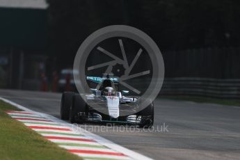 World © Octane Photographic Ltd. Mercedes AMG Petronas W07 Hybrid – Lewis Hamilton. Friday 2nd September 2016, F1 Italian GP Practice 1, Monza, Italy. Digital Ref :1697LB1D4749